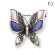 Sterling Silver Marcasite Mother of Pearl Butterfly Pin