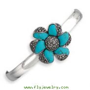 Sterling Silver Marcasite Turquoise Cuff Bangle