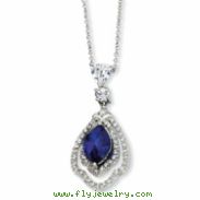 Sterling Silver Marquise Synthetic Sapphire & CZ 18in Necklace chain