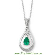 Sterling Silver May Cubic Zirconia Stone Never Forget Tear 18" Birthstone Necklace
