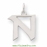 Sterling Silver Medium Artisian Block Initial N Charm