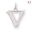 Sterling Silver Medium Artisian Block Initial V Charm