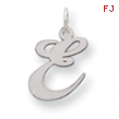 Sterling Silver Medium Fancy Script Initial E Charm