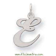 Sterling Silver Medium Fancy Script Initial E Charm