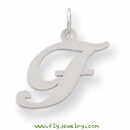 Sterling Silver Medium Fancy Script Initial F Charm