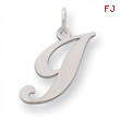 Sterling Silver Medium Fancy Script Initial I Charm