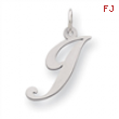 Sterling Silver Medium Fancy Script Initial J Charm