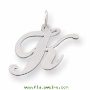 Sterling Silver Medium Fancy Script Initial K Charm