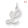 Sterling Silver Medium Fancy Script Initial L Charm