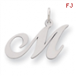 Sterling Silver Medium Fancy Script Initial M Charm