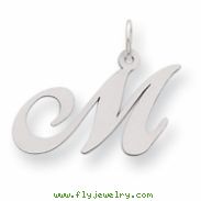 Sterling Silver Medium Fancy Script Initial M Charm