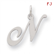 Sterling Silver Medium Fancy Script Initial N Charm