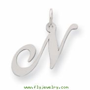 Sterling Silver Medium Fancy Script Initial N Charm