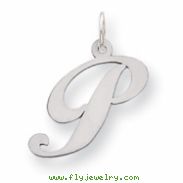 Sterling Silver Medium Fancy Script Initial P Charm