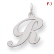 Sterling Silver Medium Fancy Script Initial R Charm