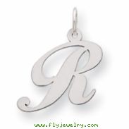 Sterling Silver Medium Fancy Script Initial R Charm