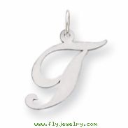 Sterling Silver Medium Fancy Script Initial T Charm