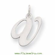 Sterling Silver Medium Fancy Script Initial V Charm