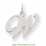 Sterling Silver Medium Fancy Script Initial W Charm