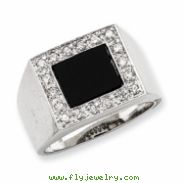 Sterling Silver Men's CZ & Onyx Ring