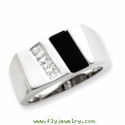 Sterling Silver Men's CZ & Onyx Ring