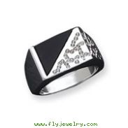 Sterling Silver Men's CZ And Onyx Ring