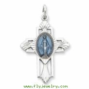 Sterling Silver Miraculous Medal Cross Pendant