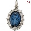 Sterling Silver Miraculous Medal With 18 Inch Chain