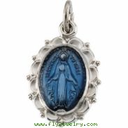 Sterling Silver Miraculous Medal With 18 Inch Chain
