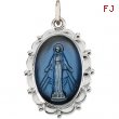 Sterling Silver Miraculous Medal With 18 Inch Chain