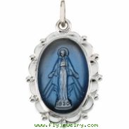 Sterling Silver Miraculous Medal With 18 Inch Chain