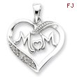 Sterling Silver MOM CZ Heart Pendant