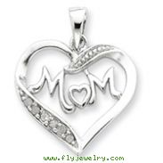 Sterling Silver MOM CZ Heart Pendant