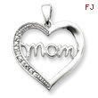 Sterling Silver MOM CZ Heart Pendant