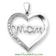 Sterling Silver MOM CZ Heart Pendant