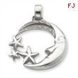 Sterling Silver Moon and Stars with CZ Pendant