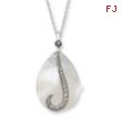 Sterling Silver Mother of Pearl & CZ Tear From Heaven 18in Necklace