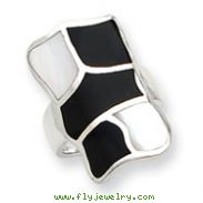 Sterling Silver Mother of Pearl & Enamel Ring