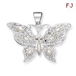 Sterling Silver Mother Of Pearl Fancy Butterfly Pendant