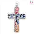 Sterling Silver Mulit-colored Shell Cross Pendant