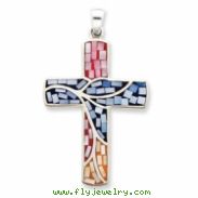 Sterling Silver Mulit-colored Shell Cross Pendant