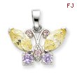 Sterling Silver Multi-Color CZ Butterfly Pendant