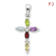 Sterling Silver Multi-Color CZ Cross Pendant