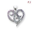 Sterling Silver Multi Color CZ Heart Pendant