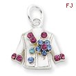 Sterling Silver Multi-Colored Crystal Shirt Charm