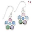 Sterling Silver Multi-Colored Shell Flower Earrings