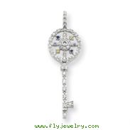 Sterling Silver Multi-CZ Key Pendant