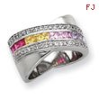 Sterling Silver Multicolored Lane CZ Ring