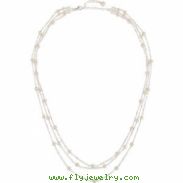 Sterling Silver NECKLACE Complete with Stone 17.00 INCH 04.00-04.50 MM PEARL Polished FRESHWATER PEA