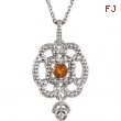 Sterling Silver Necklace Complete with Stone Citrine Polished Citrine and .015 CTW Diamond Necklace